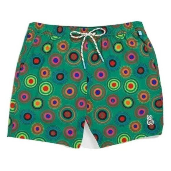 Psycho Bunny Andrew Mens XXL Emerald Green/Multi Men's Swim Trunks